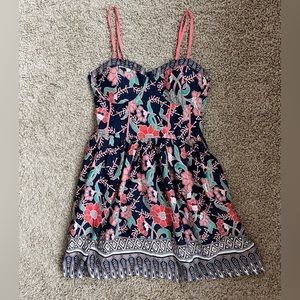 Band of Gypsies blue/pink floral sleeveless dress. Gently worn, no flaws.